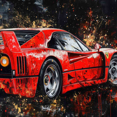 dettaglio ravvicinato stampa su tela moderna ferrari f40 rossa